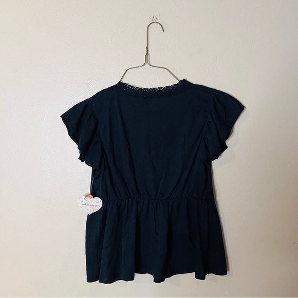 NWT Black Crochet Accent Top - Picture 6 of 7